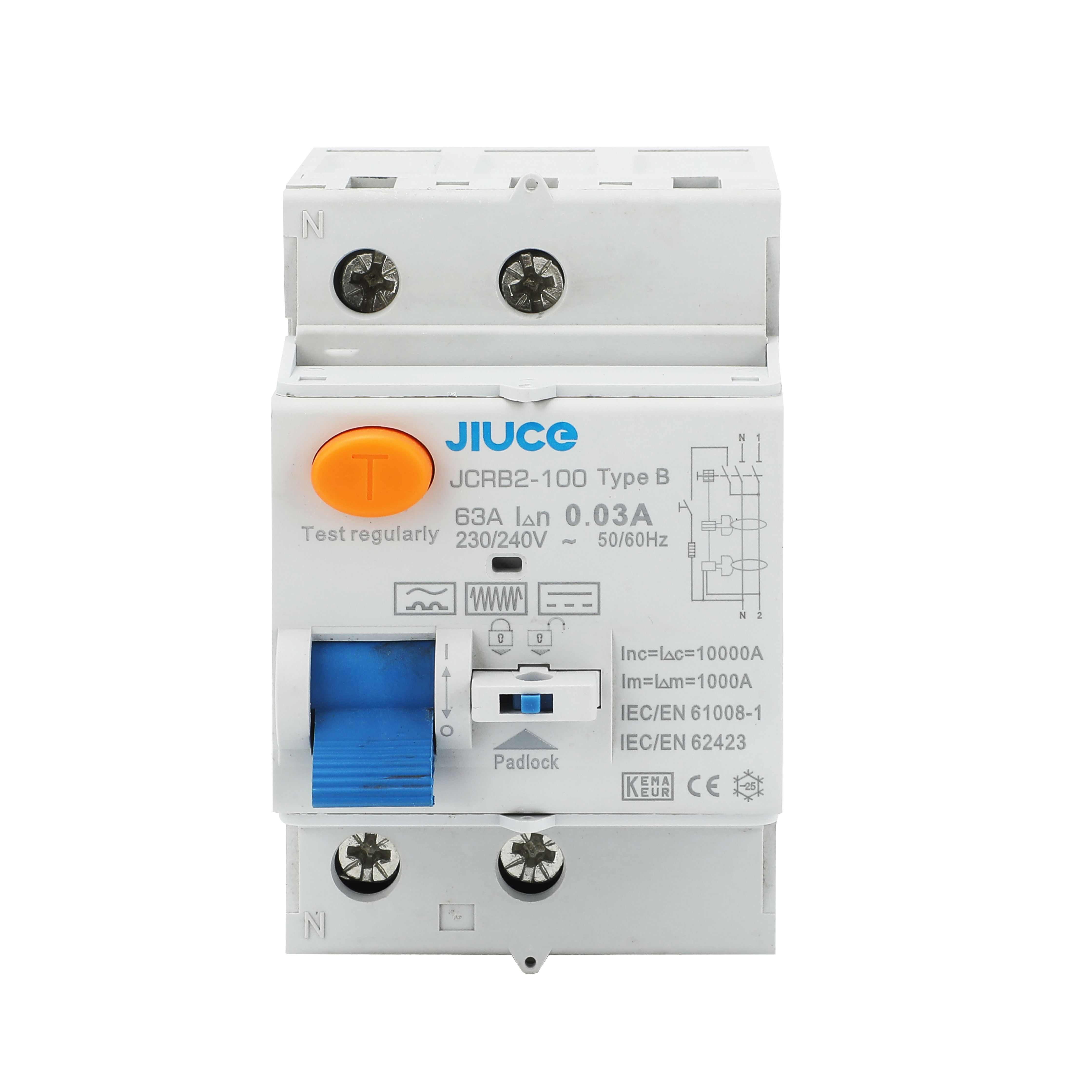 JCRB2-100 2 Pole B Type RCD/RCCB residual current circuit breaker Featured Image